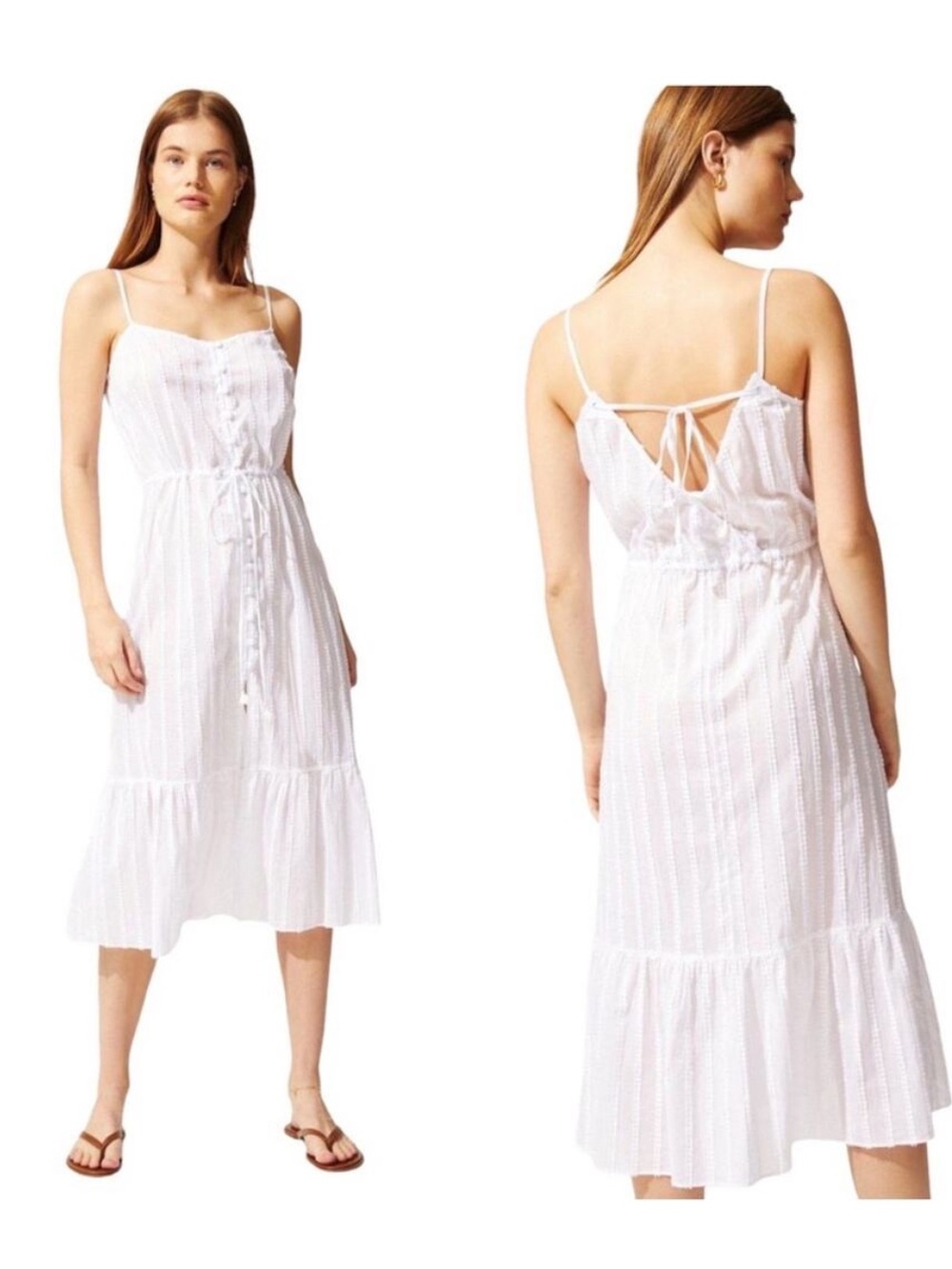 Solid & Striped white button front midi dress